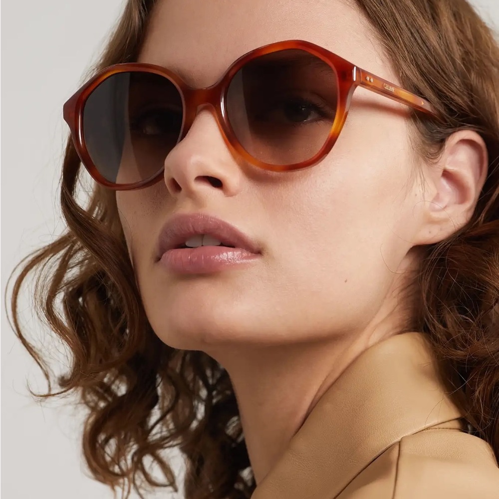 Celine Round Acetate International-Fit Sunglasses